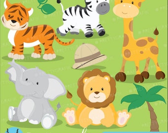 Safari animaux clipart utilisation commerciale, Jungle animaux graphiques vectoriels, clipart numérique, images numériques - CL616