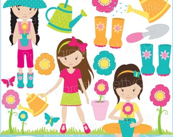 gardening clipart commercial use, vector graphics, digital clip art, digital image, dancing - CL534