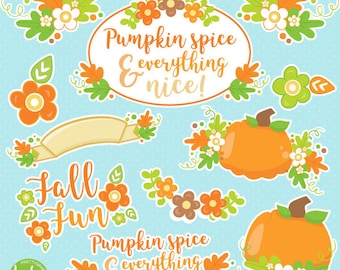 fall spice clipart, spice latte clipart, Kawaii pumpkin commercial use, vector graphics, digital clip art, - CL1021