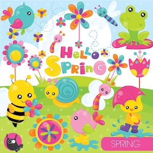 Spring clipart commercial use, spring animals vector graphics, spring digital clip art, digital images - CL951