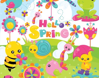 Spring clipart commercial use, spring animals vector graphics, spring digital clip art, digital images - CL951