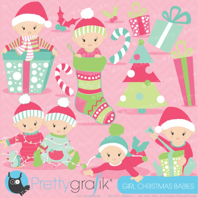 Christmas baby girl clipart commercial use,Christmas babies vector graphics, digital clip art, digital images CL611 image 1