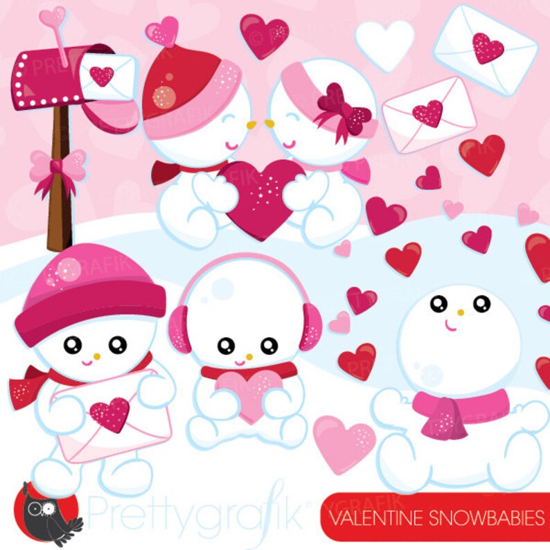 Valentine clipart Snowbabies commercial use, kids clipart, vector graphics, digital clip art, digital images CL942 image 1