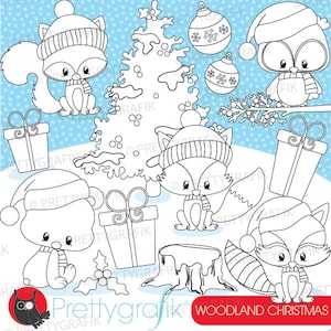 Woodland Christmas digital stamp commercial use, vector graphics, digital stamp, holidays - DS926