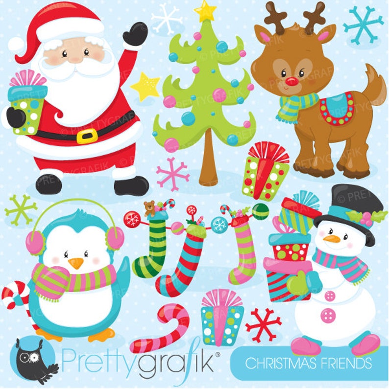 Christmas friends clipart commercial use, christmas girls vector graphics, digital clip art, digital images CL752 image 1