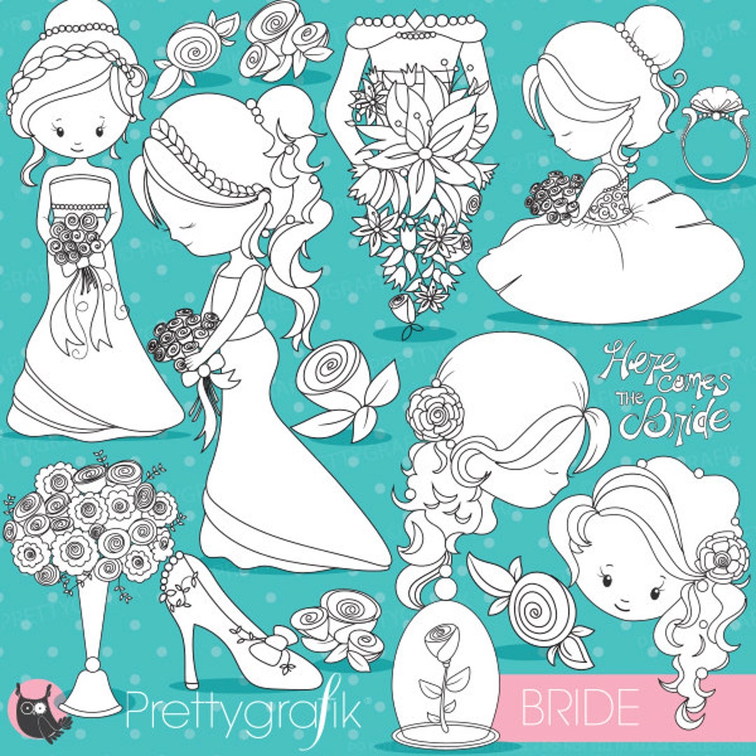 Wedding Bride Digital Stamps Commercial Use, Wedding Graphics, Bride ...