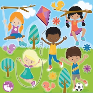 Playing Outside, clipart, clipart commercial use,  vector graphics,  clip art, digital images - CL1454