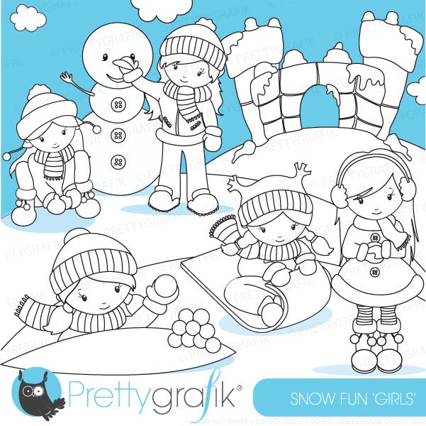 Winter Fort Digital Stamp Commercial Use Vector Graphics - Etsy