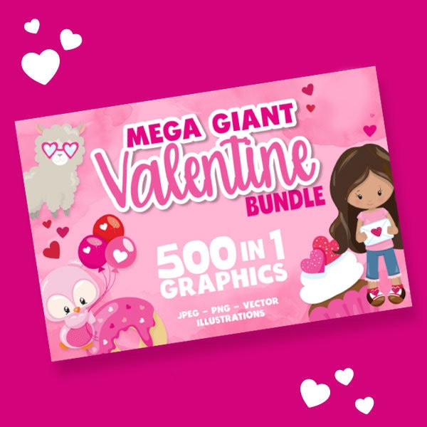 Valentine mega BUNDLE graphic set,  commercial use, valentine clipart, love vector graphics, digital images - prettygrafik