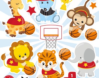 Basquetball Animal Team, clipart, clipart commercial use,  vector graphics,  clip art, digital images - CL1516