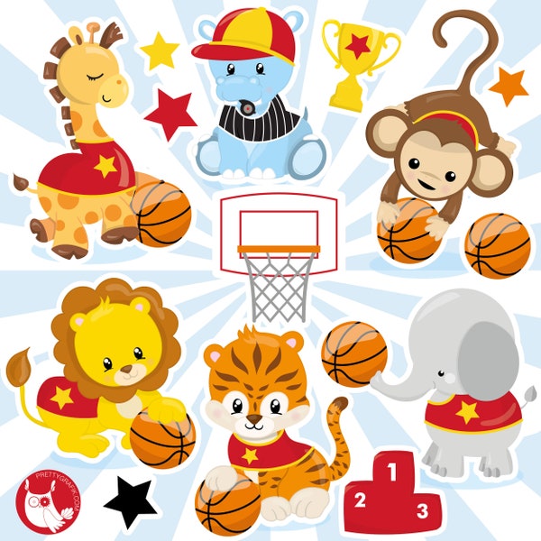 Basquetball Animal Team, clipart, clipart commercial use,  vector graphics,  clip art, digital images - CL1516