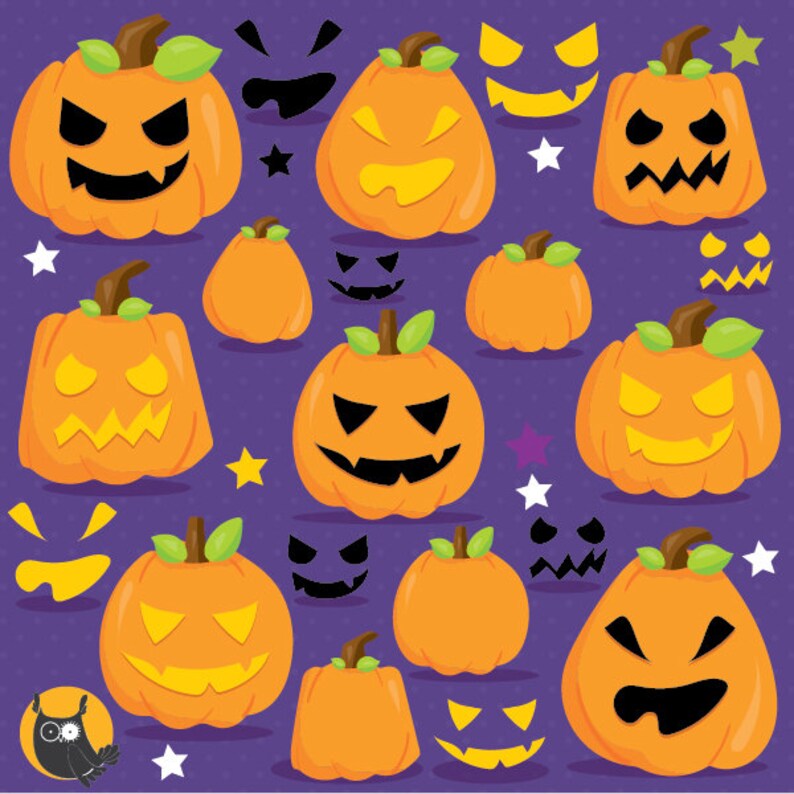 Pumpkin clipart, Jack o lantern clipart, Mix and Match pumpkin commercial use, vector graphics, digital clip art, CL1005 image 1