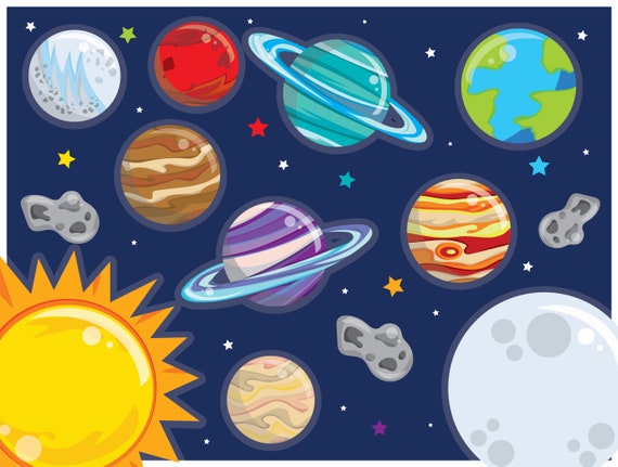 Solar System Clipart Commercial Use, Planets Vector Graphics, Space Clipart,  Kawaii Clip Art, Digital Images CL1024 - Etsy