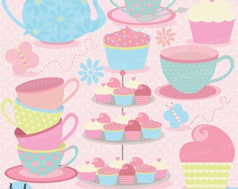 tea party clipart commercial use, vector graphics, digital clip art, digital images  - CL512