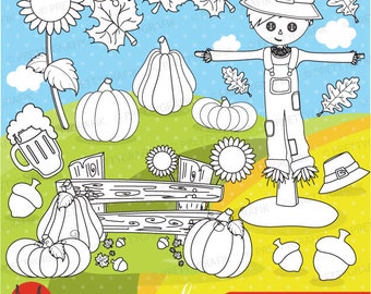 Fall harvest digital stamp commercial use, vector graphics, digital stamp, digital images - DS692