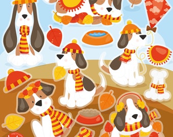 Fall Dog, clipart, clipart commercial use,  vector graphics,  clip art, digital images - CL1470