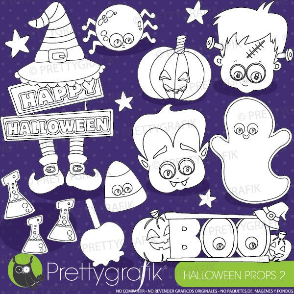 Halloween props digital stamp commercial use, vector graphics, digital stamp, digital images - DS919