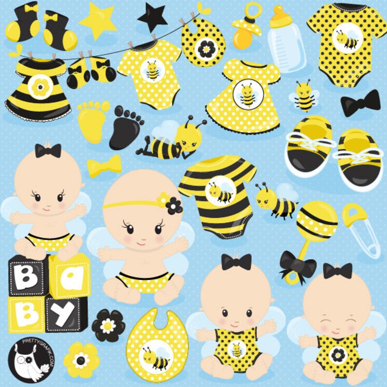 Baby bee clipart commercial use, clipart, vector graphics, digital clip art CL1166 image 1