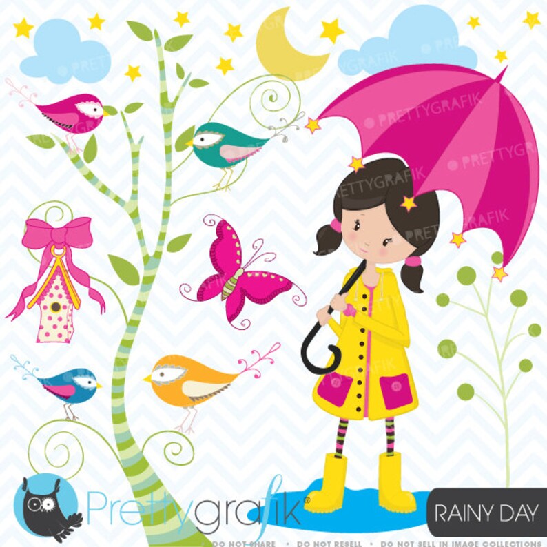 Art Collectibles Clip Art Vector Graphics Buy 20 Get 10 Off Little Girl In The Rain Clipart Commercial Use Digital Clip Art Digital Images Cl441