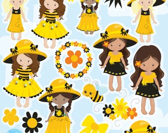 Bee girls clipart commercial use,  vector graphics,  digital clip art,  digital images - CL1271