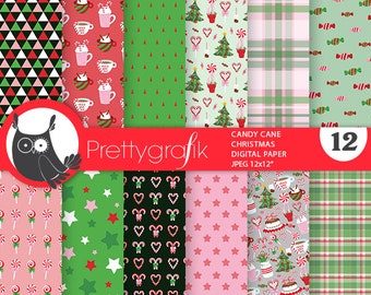 Candy Cane Christmas,  papers, commercial use, scrapbook papers, background - PS1350
