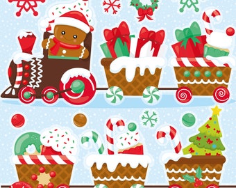 Gingerbread Train, clipart, clipart commercial use,  vector graphics,  clip art, digital images - CL1398