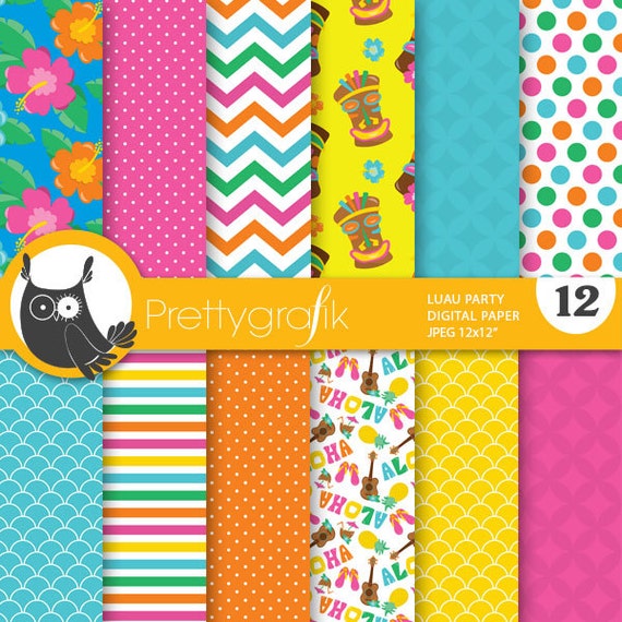 BUY 20 GET 10 OFF Luau party digital papers commercial use Etsy