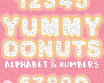 Sprinkle Donuts alphabet numbers clipart,  clipart commercial use, vector graphics, clip art, digital images - CL1326