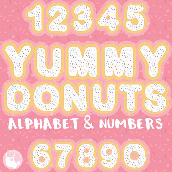 Sprinkle Donuts alphabet numbers clipart, clipart commercial use, vector graphics, clip art