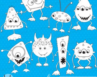 monsters digital stamp commercial use, vector graphics, digital stamp, digital images - DS391