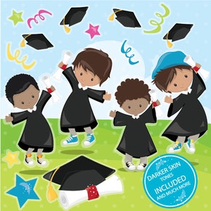 Graduation clipart commercial use, Graduation kids vector graphics, boys digital clip art, digital images CL980 image 3