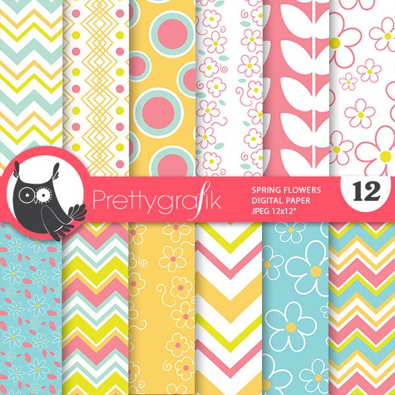 BUY20GET10 - Spring butterflies digital paper, flowers digital papers commercial use, spring scrapbook papers, background - PS794 Il_570xn