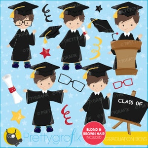 Graduation boys clipart commercial use, vector graphics, digital clip art, digital images CL664 image 1