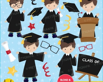 Graduation boys clipart commercial use, vector graphics, digital clip art, digital images - CL664