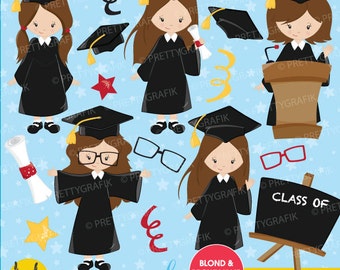 Graduation girls clipart commercial use, vector graphics, digital clip art, digital images - CL668