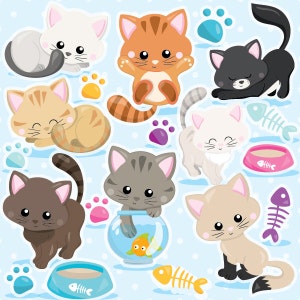 Cat clipart commercial use, kitten cats clipart vector graphics, kitty clipart digital clip art, digital images - CL979