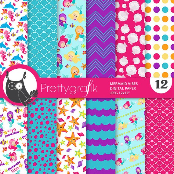 BUY 20 GET 10 OFF - Mermaid digital papers, commercial use, mermaid scrapbook papers, mermaids papers, background - PS931 Il_570xn