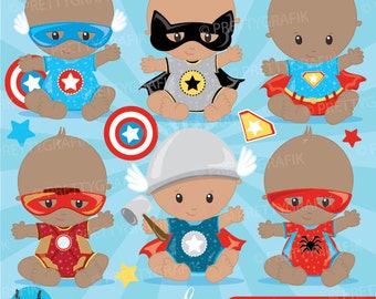 Superhero baby clipart commercial use, baby hero vector graphics, digital clip art, digital images - CL890