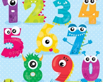Monster numbers clipart, clipart commercial use, vector graphics, digital clip art, digital images - CL901