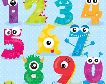 Monster numbers clipart, clipart commercial use, vector graphics, digital clip art, digital images - CL901