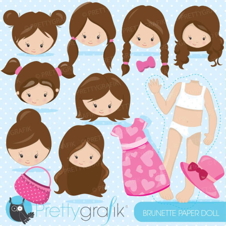 Paper doll clipart commercial use, character vector graphics, girl digital clip art, digital images CL867 image 1