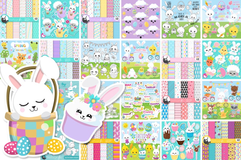 Easter BUNDLE graphic set, love clipart commercial use, Easter clipart, vector graphics, digital images image 2