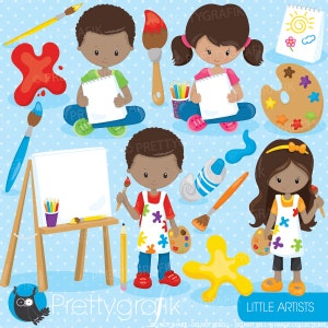 Little artists clipart commercial use, vector graphics, digital clip art, paint CL915 image 1