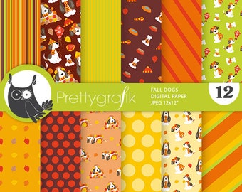 Fall Dog,  patterns, commercial use, scrapbook papers, background - PS1228