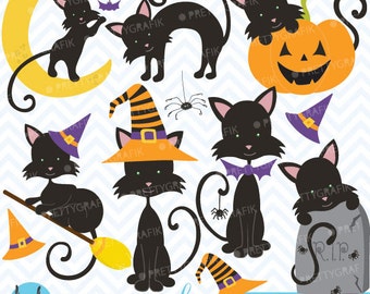 Halloween kitty cat clipart commercial use, vector graphics, digital clip art, digital images - CL559