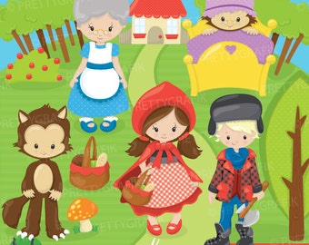 Little Red riding hood clipart commercial use, vector graphics, digital clip art, digital images - CL879