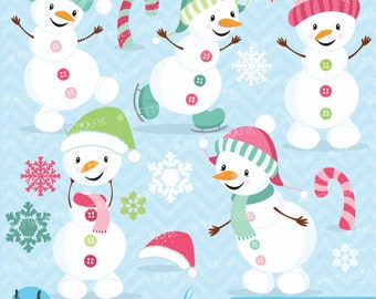 Happy pink Snowman clipart commercial use, vector graphics, clip art, digital images - CL620