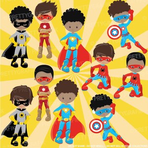 Superhero boys clipart commercial use, superhero kids vector graphics, digital clip art, digital images CL887 image 2