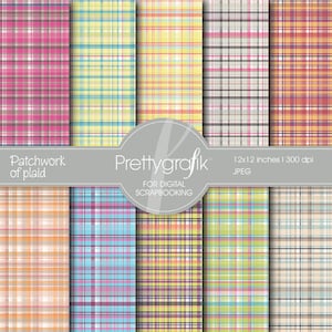 plaid digital paper, commercial use, scrapbook patterns, background PS508 image 1