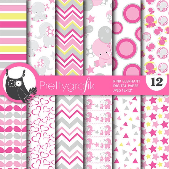 Baby Elephant Pink Scrapbooking Paper Collection